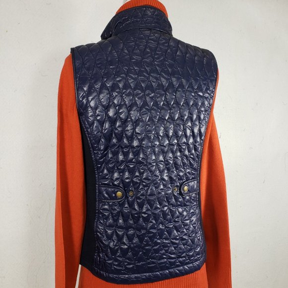 Talbots Navy Blue Quilted Snap-Front Vest, Small - Picture 5 of 10